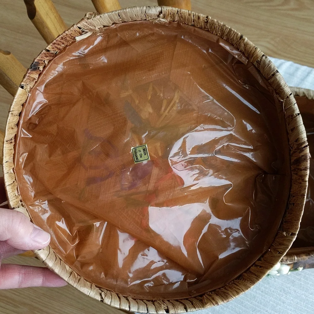 Vintage Floral Woven Tropical Versatile Nature Basket